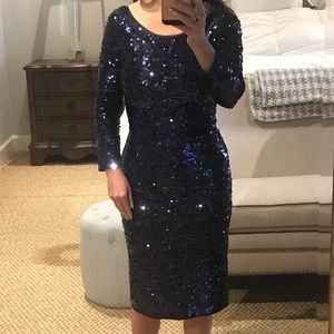 Navy blue short sequin cocktail or prom dress
